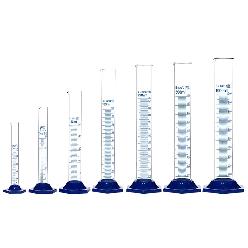 玻璃量筒塑料底座带刻度直型量杯塑料量筒25ml100ml250ml500ml1000ml高硼硅大容量量桶刷化学实验教学仪器 - 图2
