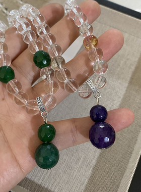 西太后项链女款2025新款透明水晶珠子葫芦高级感轻奢小众锁骨链