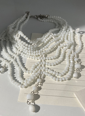 白色串珠多层流苏礼服夏天项链女款2024新款少女心配饰颈链锁骨链