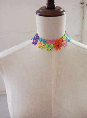 choker泫雅风学生花朵项圈锁骨链