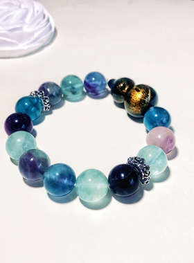 [霓裳]渐变大漆手串文玩国潮非遗中国风水晶佛珠饰品手链女士漆器