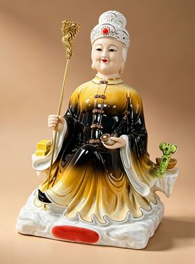 新款黑老太太黑妈妈奶奶像体真身家用供奉陶瓷神像摆件四大家族像