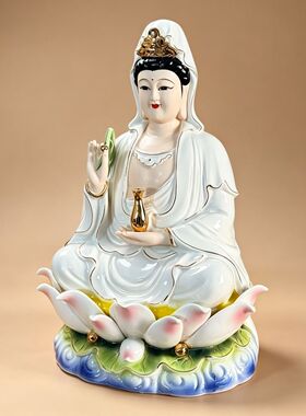 高档新款彩座飘莲观音菩萨像新中式南海观世音菩萨摆件观音像