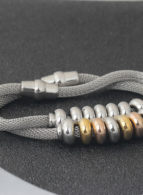 亚马逊Wish热卖 欧美创意个性电缆线手环 穿珠时尚钛钢手链女饰品