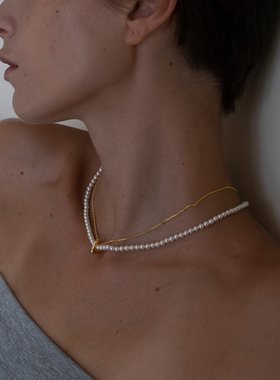 爱心双层项链WEARRING人造珍珠