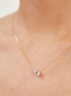 WEARRING2025秋冬新款毛衣链六爪圆锆石项链钛钢18k真空电镀轻奢