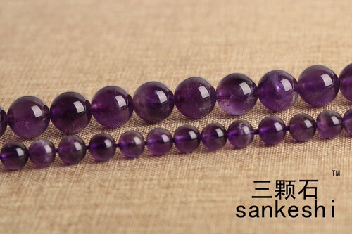 DIY手工手链饰品配件材料 3A级天然乌拉圭紫水晶散珠子 4-12MM - 图2