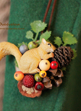 森林系仿真浆果永生花胸针项链