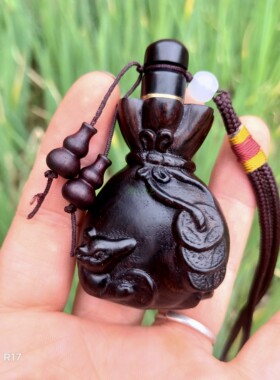 老鼠乌木绿檀鼻烟壶手把件包邮