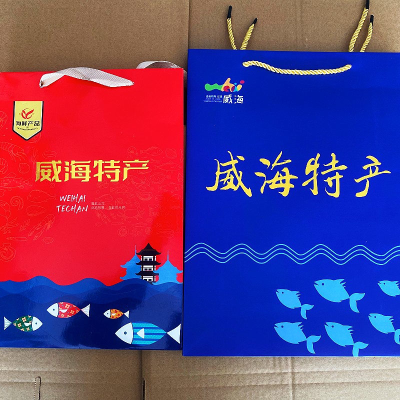 现货手提礼品袋子海珍品海洋珍品袋子包装手提纸袋 - 图0