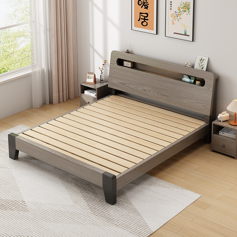 实木床现代简约双人床1.8米特价床1米5床出租房经济型1.2单人床架