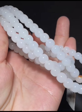 新疆和田玉籽料 老型108佛珠项链 一级白油性脂粉足 糯性强6*7mm