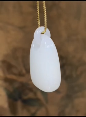 精品新疆和田玉籽料 活环平安无事牌 白度一级细腻油润32*19*11mm