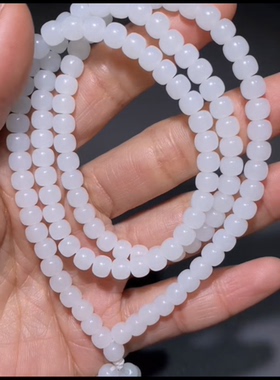 精品新疆和田玉籽料 老型108项链 一级白 42克尺寸5×6mm温润细腻