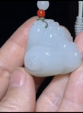 精品新疆和田玉籽料老虎生肖虎一级白玉种老糯温润细腻32*35*28mm