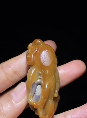 天然精品新疆和田籽料佛手福寿满黄沁三色巧雕正品带证书全国复检