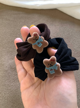 卡通小熊无接缝皮筋发绳高马尾女