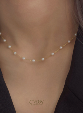 CVON满天星珍珠项链轻奢小众高级感轻奢锁骨链设计4mm小米珠颈链