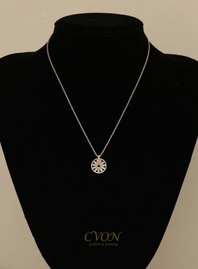 CVON时来运转项链配饰毛衣链轻奢高级感圆吊坠复古锁骨链金色颈链