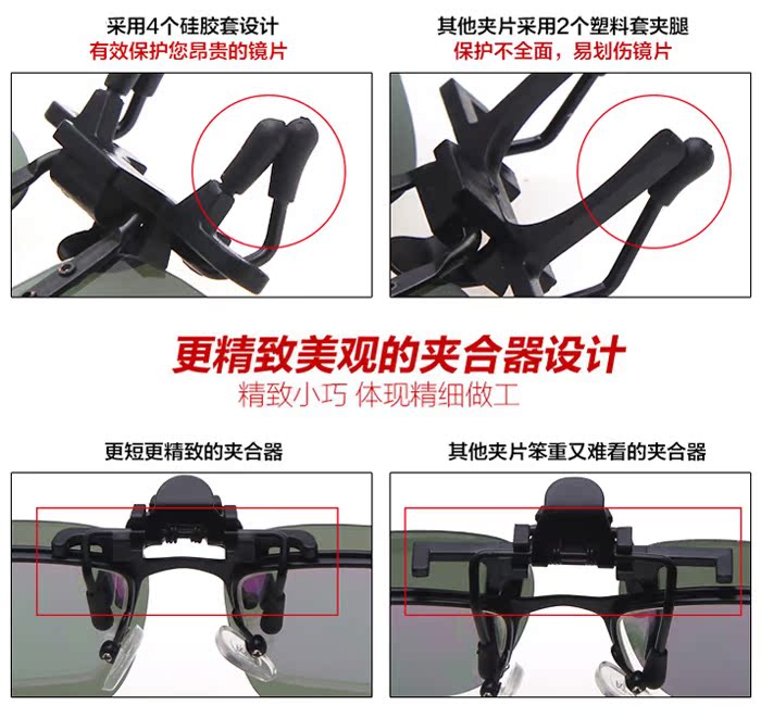 Night vision sunglasses that can be turned up myopia clip-on-type driving