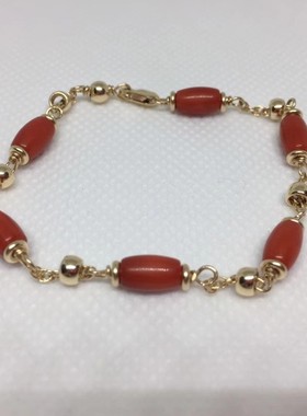 菲律宾普通红珊珠子手串成人款手串中间配件链条两种款式随机搭配