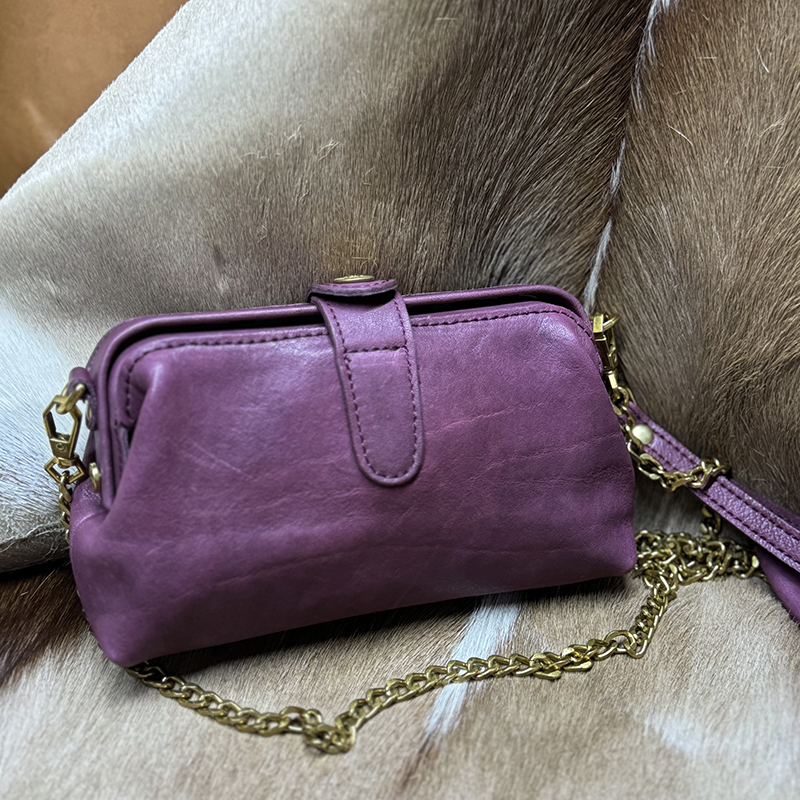 JI美  巨好搭!手工植鞣牛皮医生包牛皮迷你包女包真皮小包口金包 - 图1