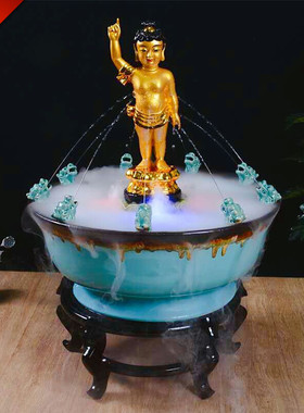 浴佛太子像寺庙居家供奉摆件释迦牟尼诞辰礼佛九龙自动吐水浴佛盆