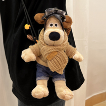 Mobile phone hanging rope slanted satchel back cute cartoon plush doll Japanese puppies paparazzi back clip mobile phone shell generic