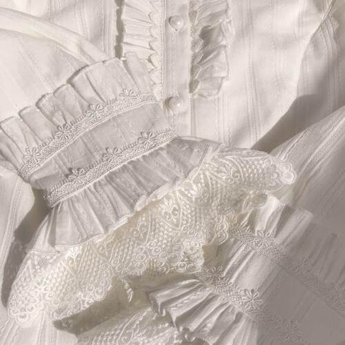 洛丽塔洋气2025春夏季新款少女荷叶边花边lolita长袖提花衬衫日系 - 图0