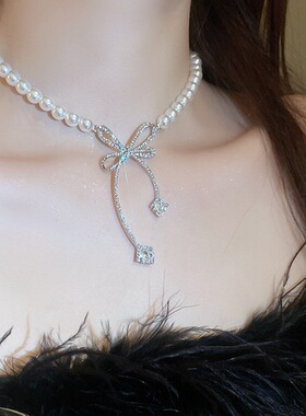 蝴蝶结轻奢时尚小众项链千亿少女