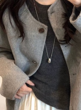 千亿少女#极简风水滴吊坠项链女秋冬百搭简约休闲长款卫衣毛衣链