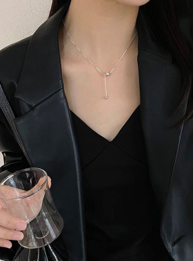 极简冷淡风金属球吊坠项链女