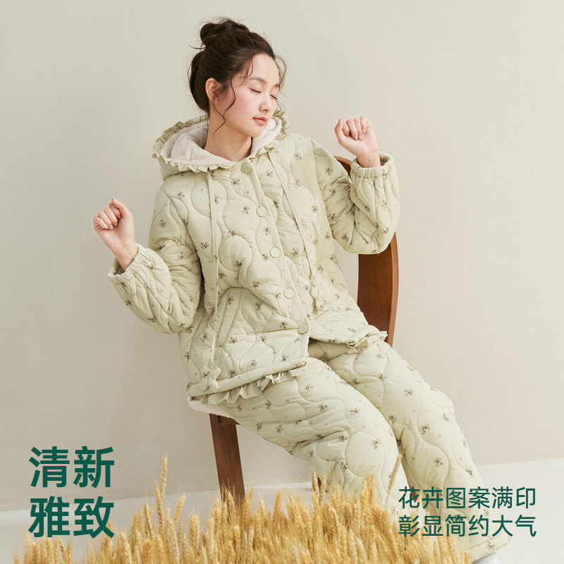 安之伴【巨保暖】三层加厚夹棉睡衣女冬季珊瑚绒可外穿冬款家居服,淘宝优惠券,粉丝福利购,淘宝优惠卷