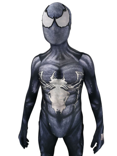 成人儿童男款动漫电影毒液蜘蛛侠连体紧身衣Symbiote Cosplay套装 - 图3