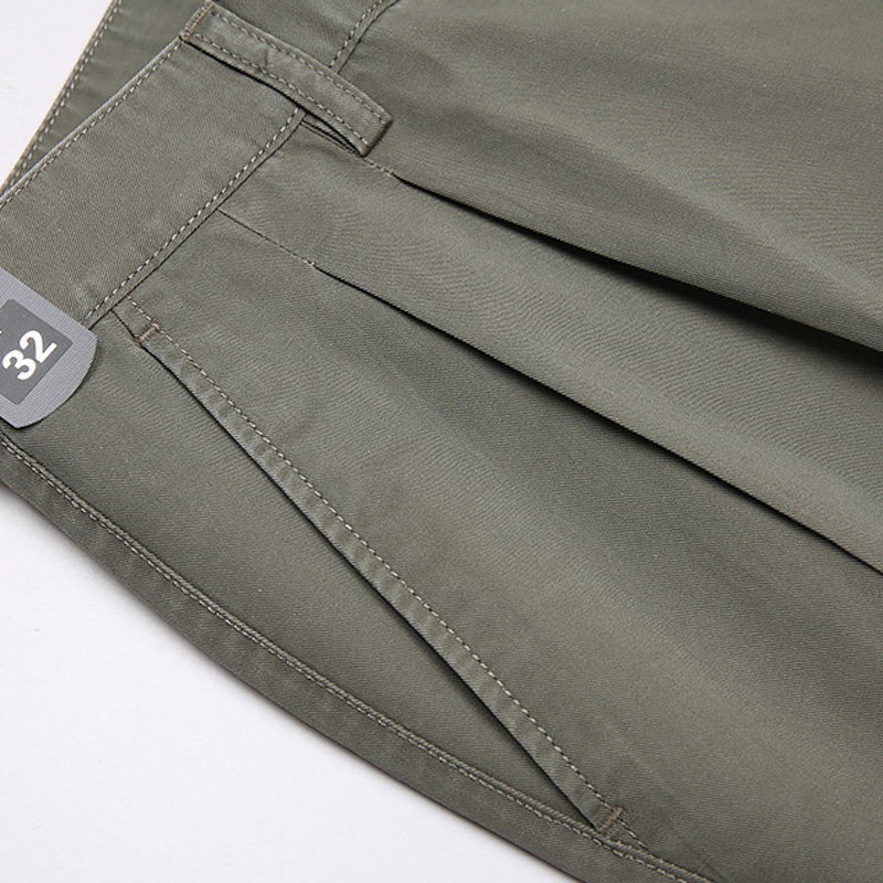 Summer casual pants, thin, cotton double pleated, loose, iron-free men's pants, good trousers for middle-aged and elderly people