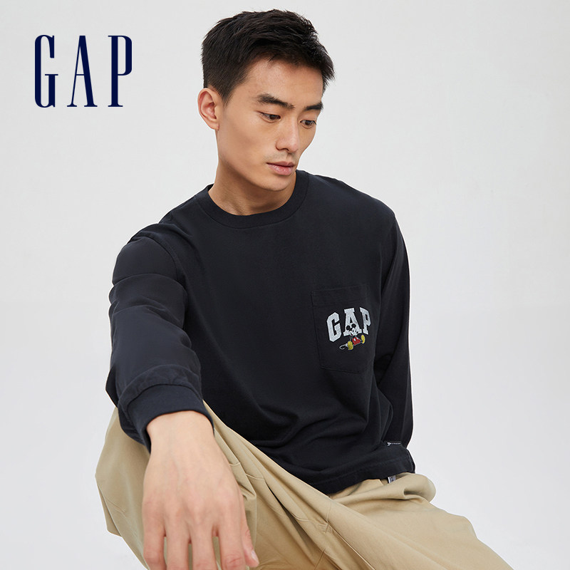 【迪士尼联名】gap男装纯棉长袖t恤 GapT恤