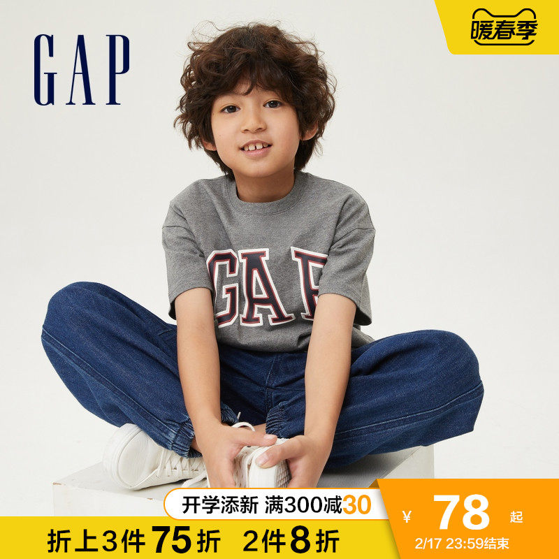gap男童logo字母印花纯棉打底衫 GapT恤