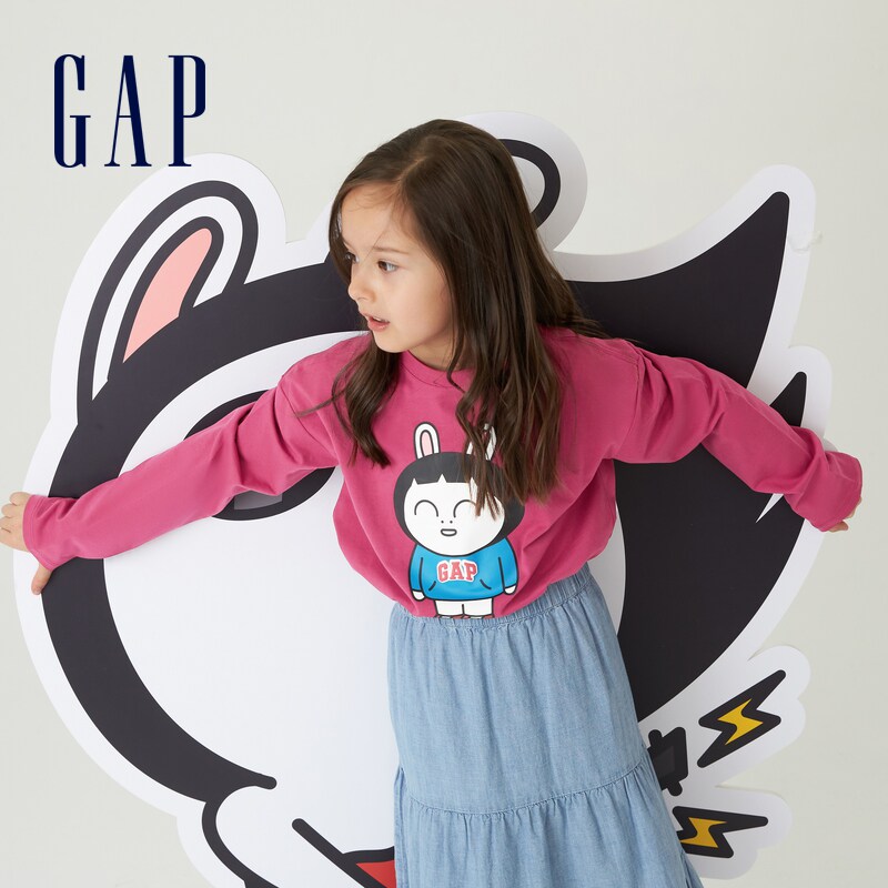 【hozo联名】gap男女童纯棉长袖t恤 GapT恤