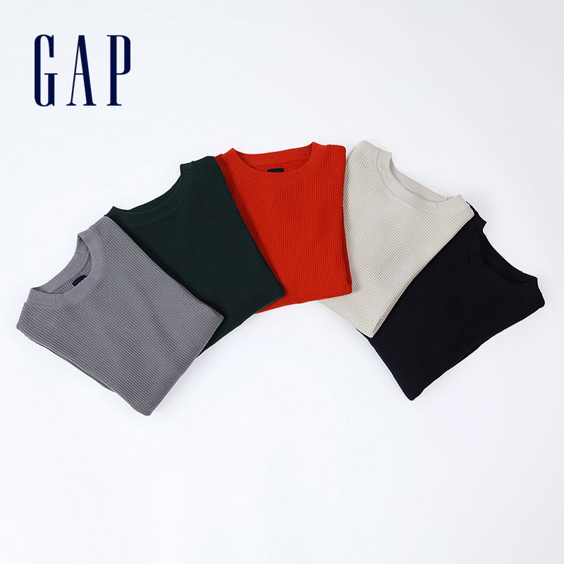 gap男装纯棉华夫格长袖t恤打底衫 GapT恤