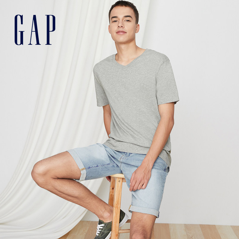 gap男装舒适v领短袖舒适夏季t恤 GapT恤