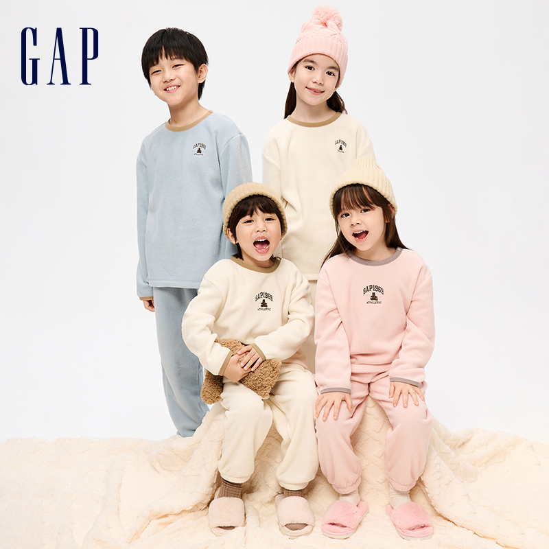 Gap女幼童冬季摇粒绒睡衣睡裤运动套装儿童装柔软家居服889911