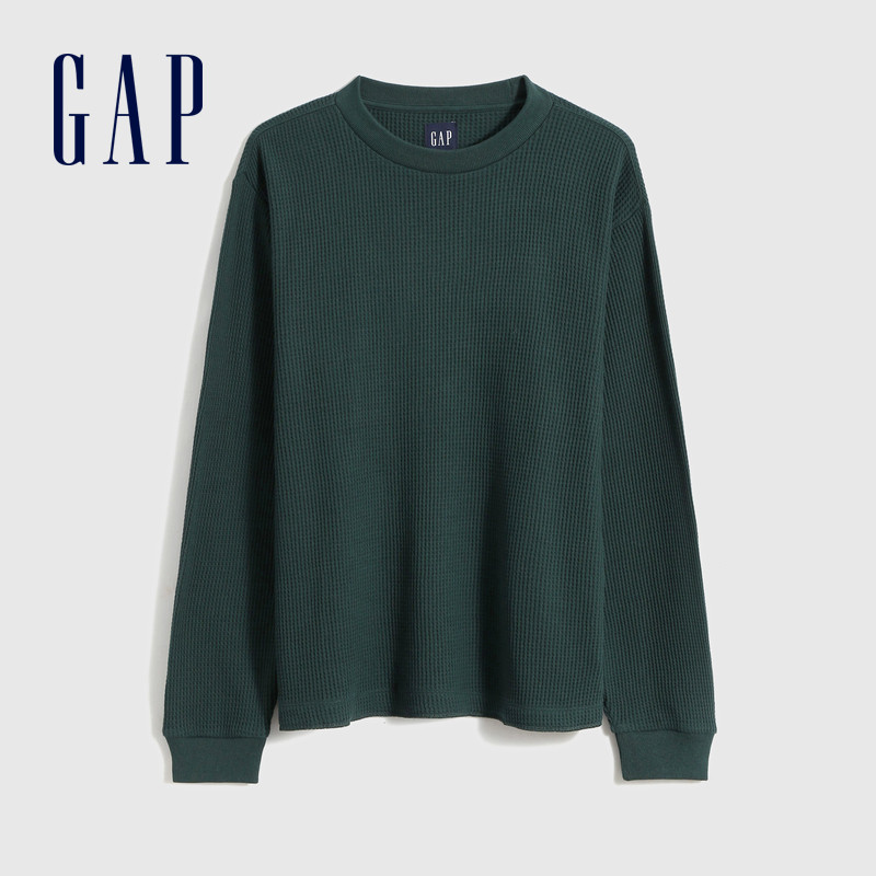gap男装纯棉华夫格长袖t恤打底衫 GapT恤
