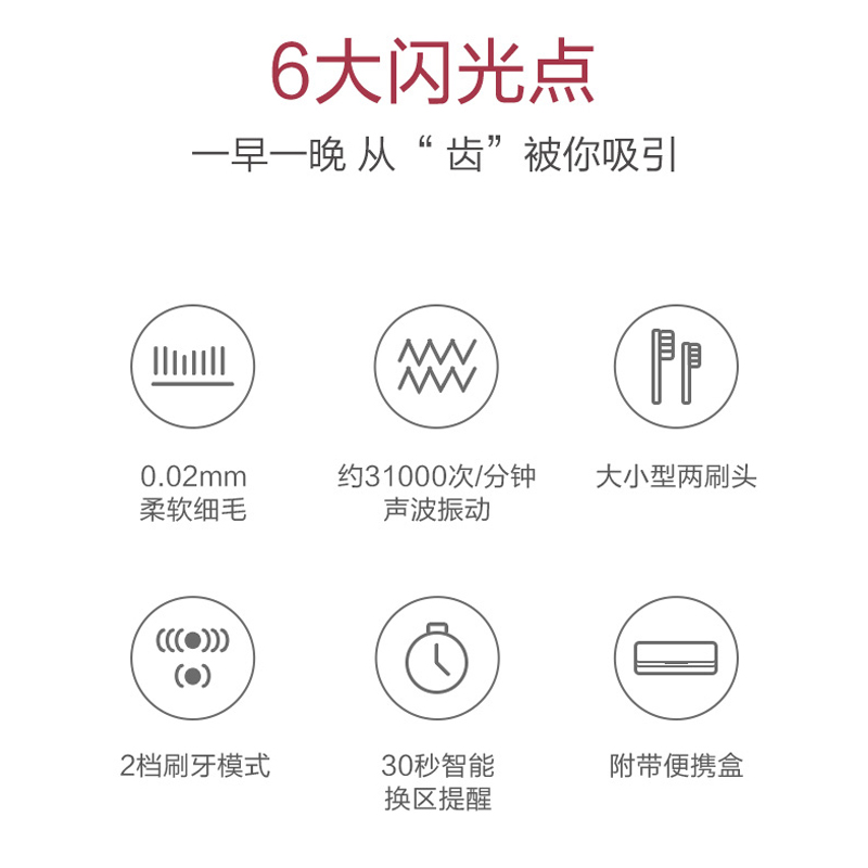 松下电动牙刷家用便携软毛声波振动充电式情侣套装礼盒两支装DML1