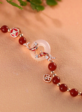 巷南925纯银平安扣锦鲤手链新年