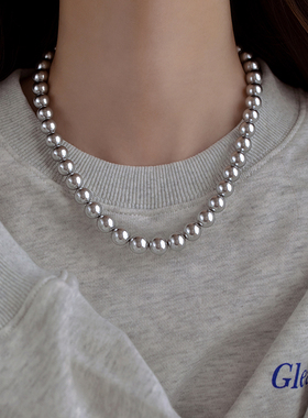 巷南施家灰珍珠项链高级感锁骨链