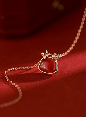 巷南925纯银红玛瑙马项链过新年