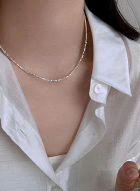 巷南纯银碎银子珍珠项链锁骨链女