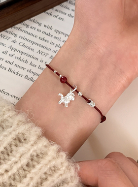 巷南925纯银马上有钱红绳手链女