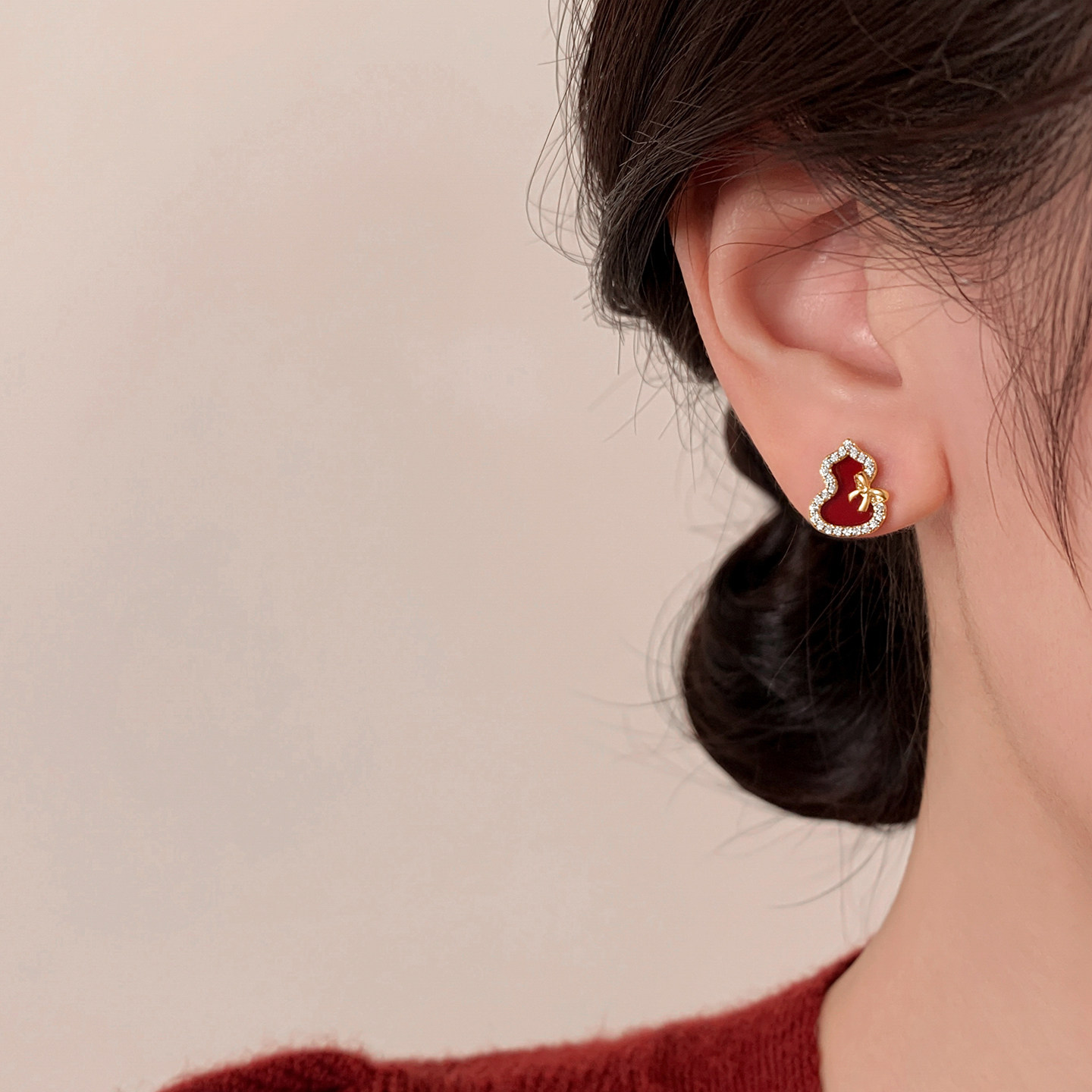 【巷南】999银葫芦蝴蝶结耳钉高级感耳环2026本命年女耳饰过新年,淘宝优惠券,粉丝福利购,淘宝优惠卷