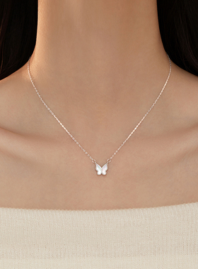 巷南999纯银蝴蝶项链轻奢小众女